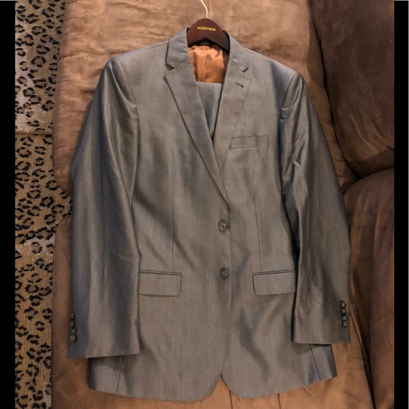 Joseph Jos A Bank Grey Sharkskin Slim Suit 39L - Picture 1 of 7